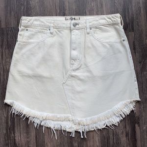 We The Free by Free People size 31 cream denim fringe skirt